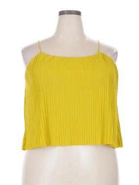 a new day Yellow Pleated Spaghetti-Strap Crop Cami